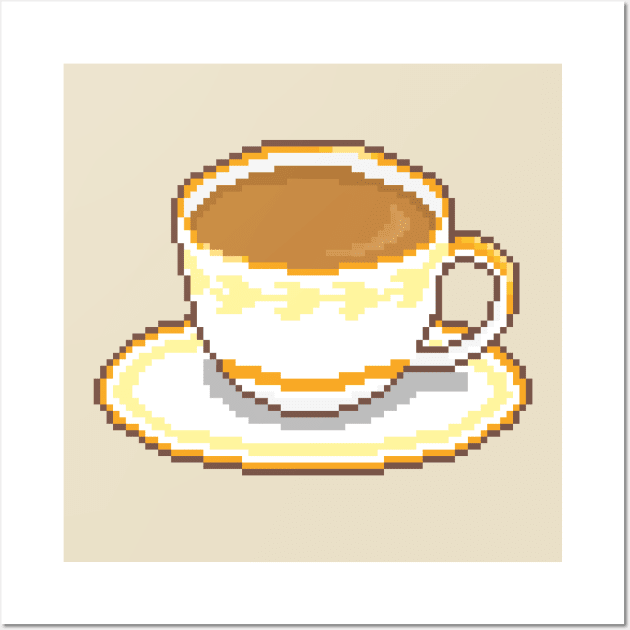 Chai Tea Cup with Saucer Pixel Art (with outline) Wall Art by toffany's